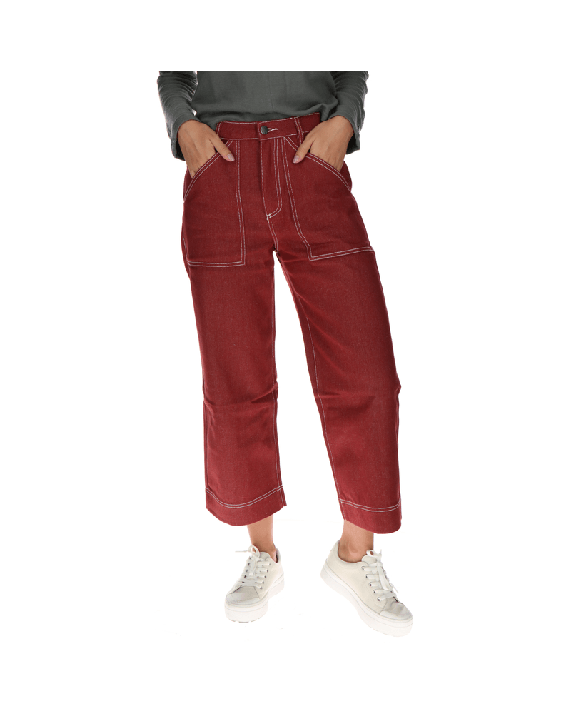 Pantalon Casual Mujer Weekender Relaxed Wide Leg Bottom Rojo Cat