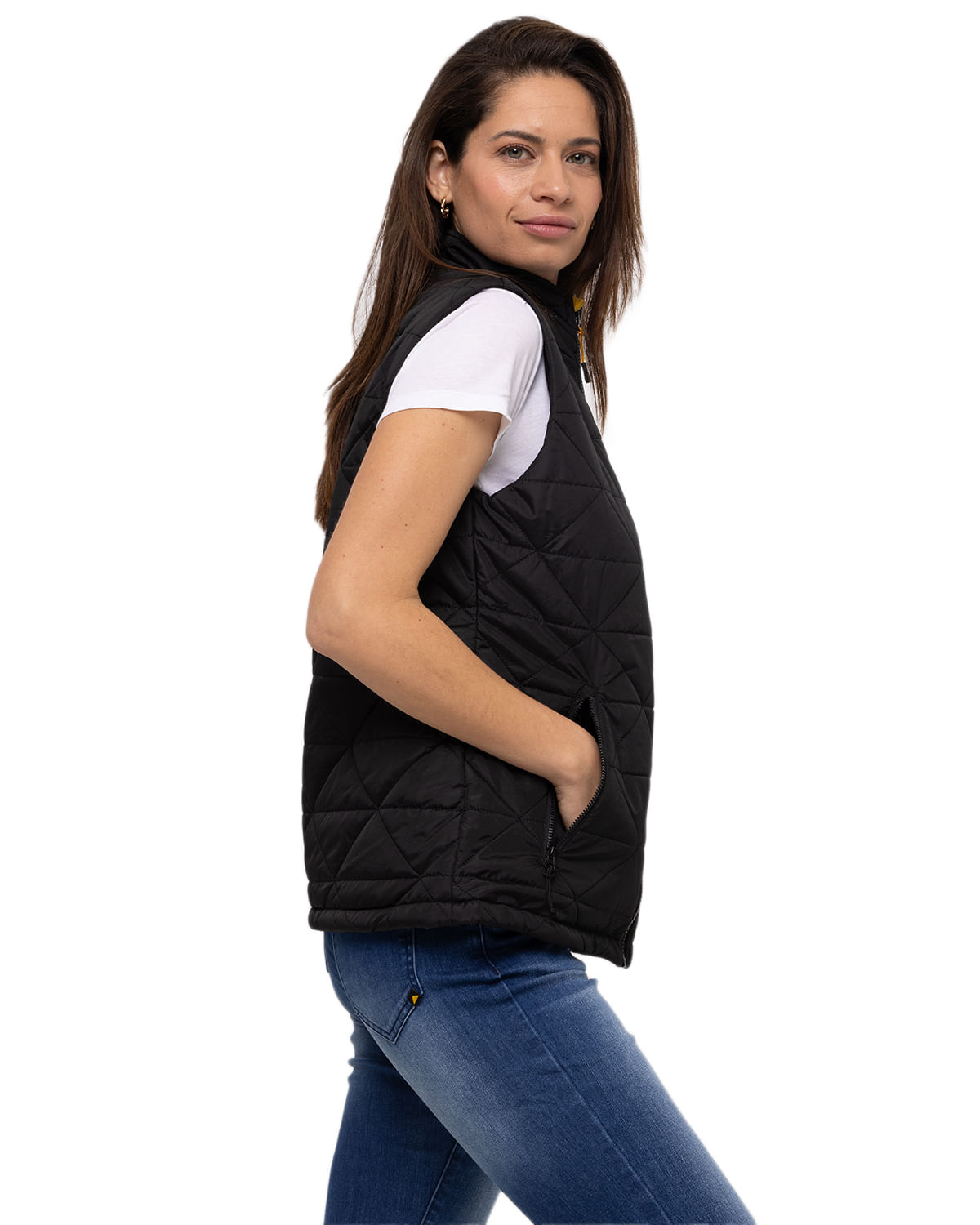 Chaqueta Sin Mangas Casual Mujer W Mediumweight Insulated Triangle Quilted  Vest Negro Cat