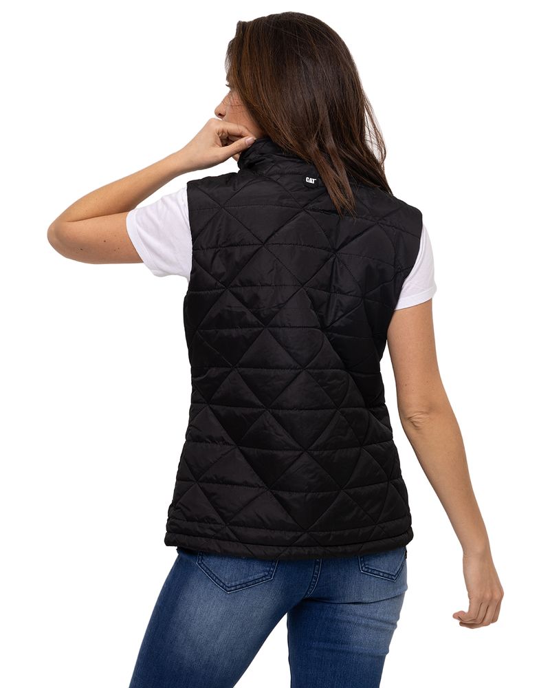 Chaqueta-Sin-Mangas-Casual-Mujer-W-MEDIUMWEIGHT-INSULATED-TRIANGLE-QUILTED-VEST-NEGRO-CAT