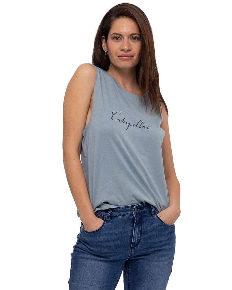 Polera-Manga-Corta-Casual-Mujer-WEEKENDER-GRAPHIC-RELAXED-TANK-AZUL-CAT