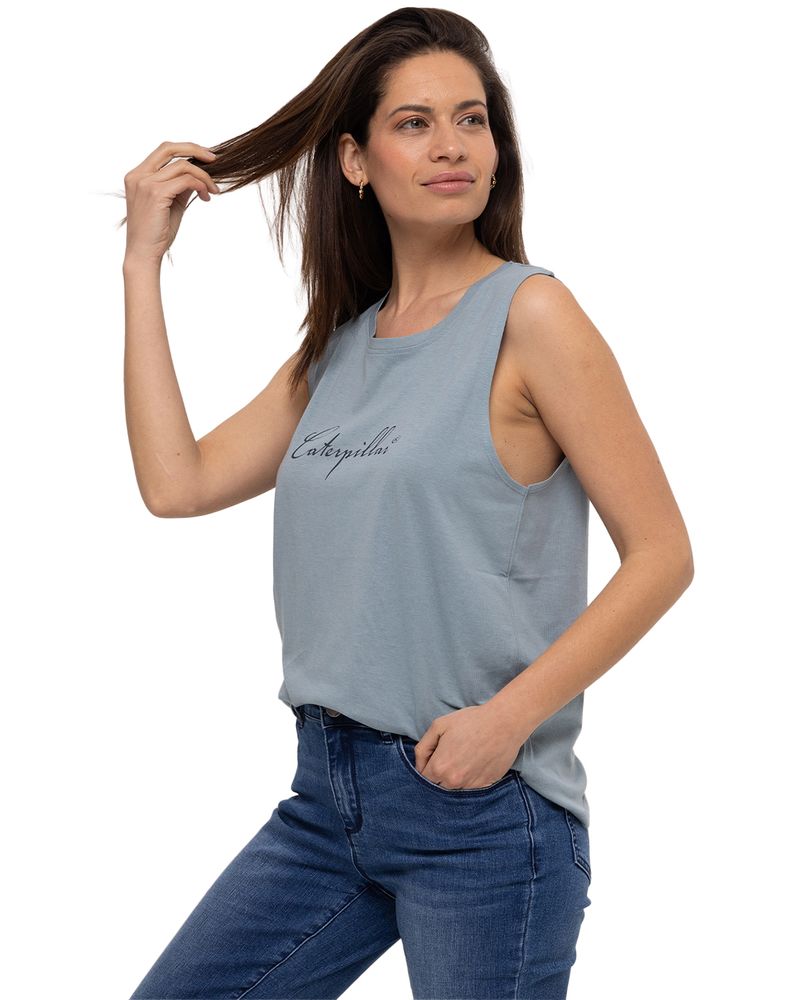 Polera-Manga-Corta-Casual-Mujer-WEEKENDER-GRAPHIC-RELAXED-TANK-AZUL-CAT