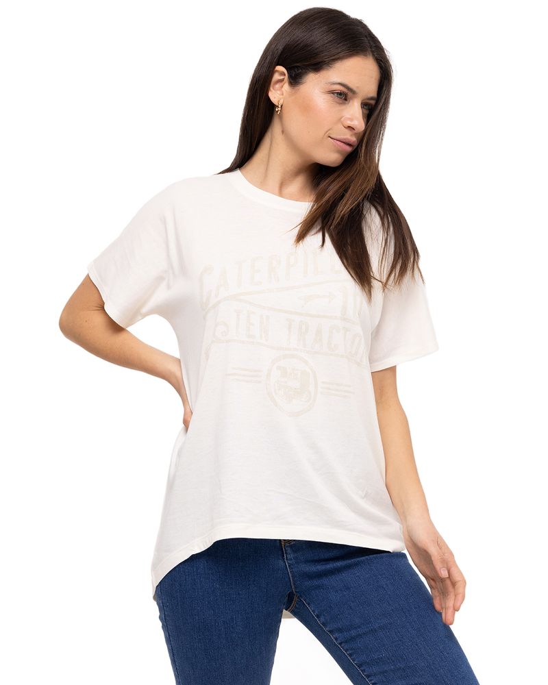 Polera-Manga-Corta-Casual-Mujer-W-SLOUCHY-DOLMAN-TEE-BLANCO-CAT