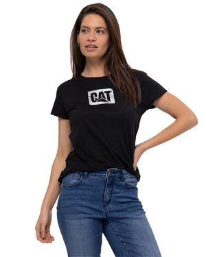 Polera Manga Corta Casual Mujer Metallic Cat Logo Tee Negro Cat