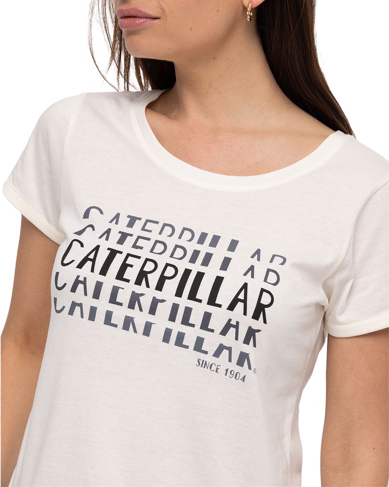 Polera-Manga-Corta-Casual-Mujer-W-CATERPILLAR-REPEAT-TEE-BLANCO-CAT