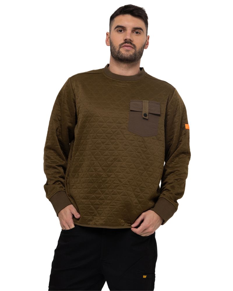 Poleron-Casual-Hombre-OPERATION-FREEZE-QUILTED-CREWNECK-SWEATSHIRT-VERDE-CAT