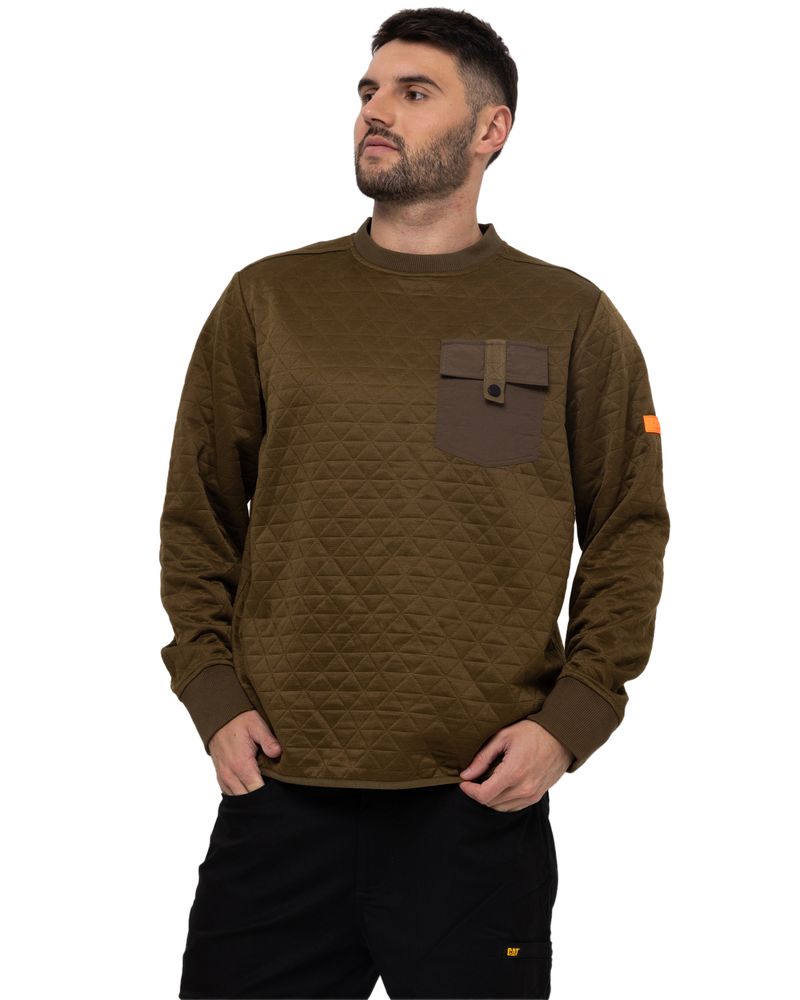 Poleron-Casual-Hombre-OPERATION-FREEZE-QUILTED-CREWNECK-SWEATSHIRT-VERDE-CAT