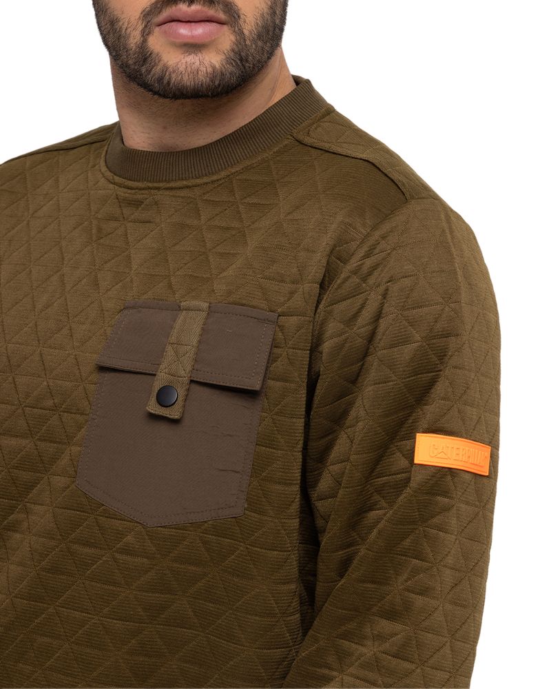 Poleron-Casual-Hombre-OPERATION-FREEZE-QUILTED-CREWNECK-SWEATSHIRT-VERDE-CAT