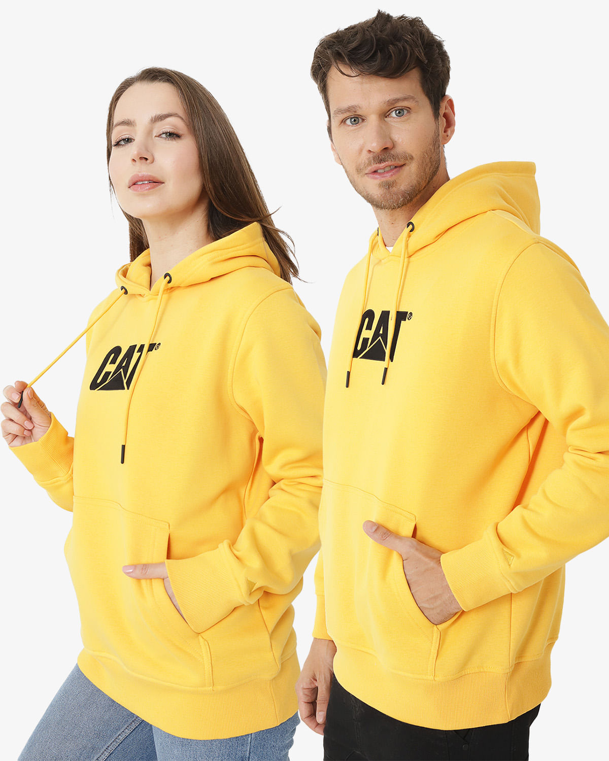 Poleron Casual Unisex FLEECE CAT LOGO PULLOVER HOODIE AMARILLO CAT