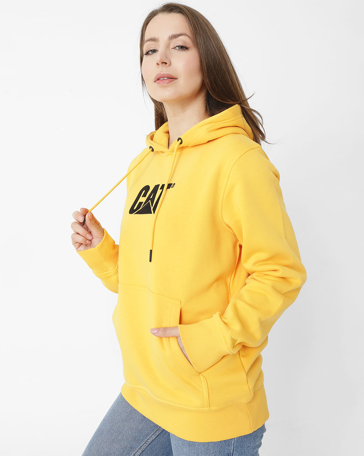 Poleron Casual Unisex FLEECE CAT LOGO PULLOVER HOODIE AMARILLO CAT