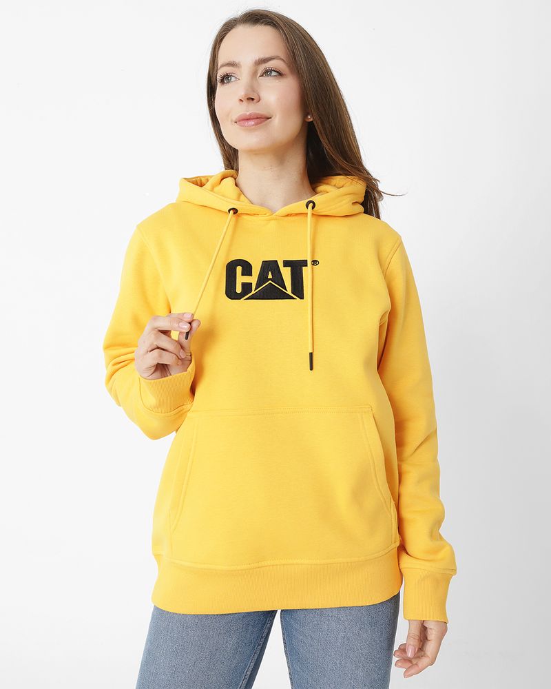 Poleron-Casual-Unisex-FLEECE-CAT-LOGO-PULLOVER-HOODIE-AMARILLO-CAT