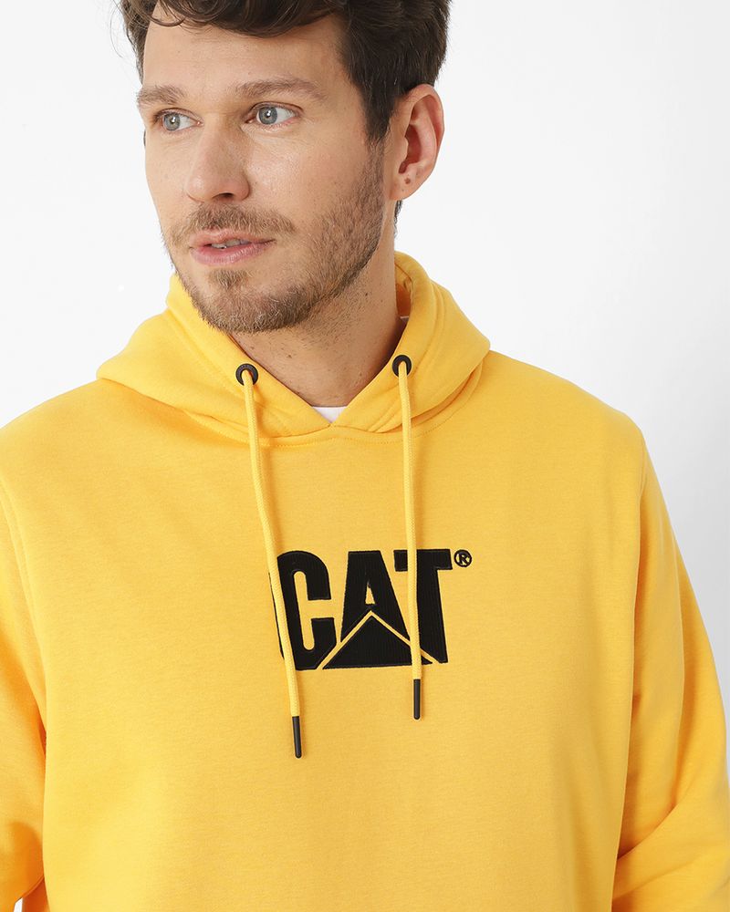 Poleron-Casual-Unisex-FLEECE-CAT-LOGO-PULLOVER-HOODIE-AMARILLO-CAT