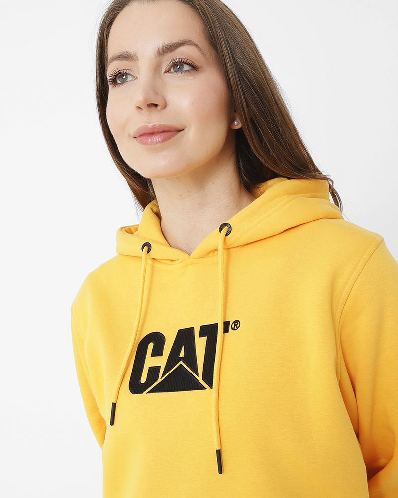 Poleron-Casual-Unisex-FLEECE-CAT-LOGO-PULLOVER-HOODIE-AMARILLO-CAT