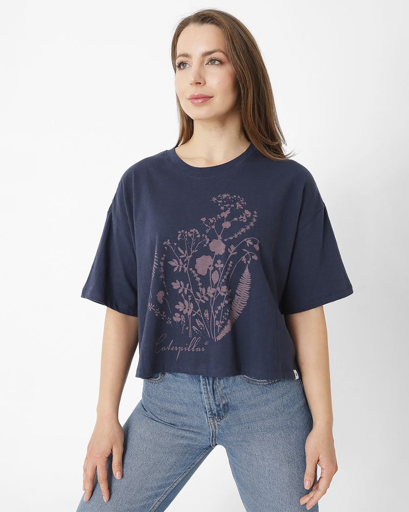 Polera-Manga-Corta-Casual-Mujer-WEEKENDER-GRAPHIC-SCOOP-NECK-BOXY-TEE-AZUL-CAT