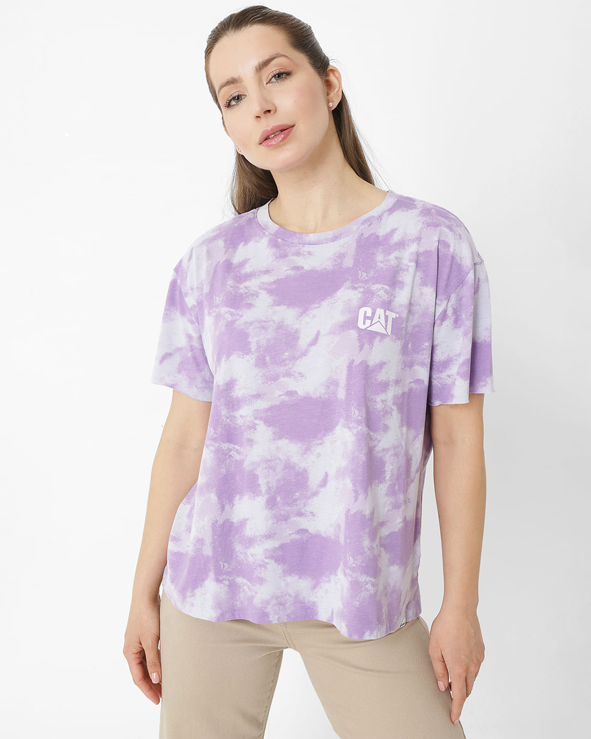 Polera Manga Corta Casual Mujer W EZ TIE DYE TEE MORADO CAT