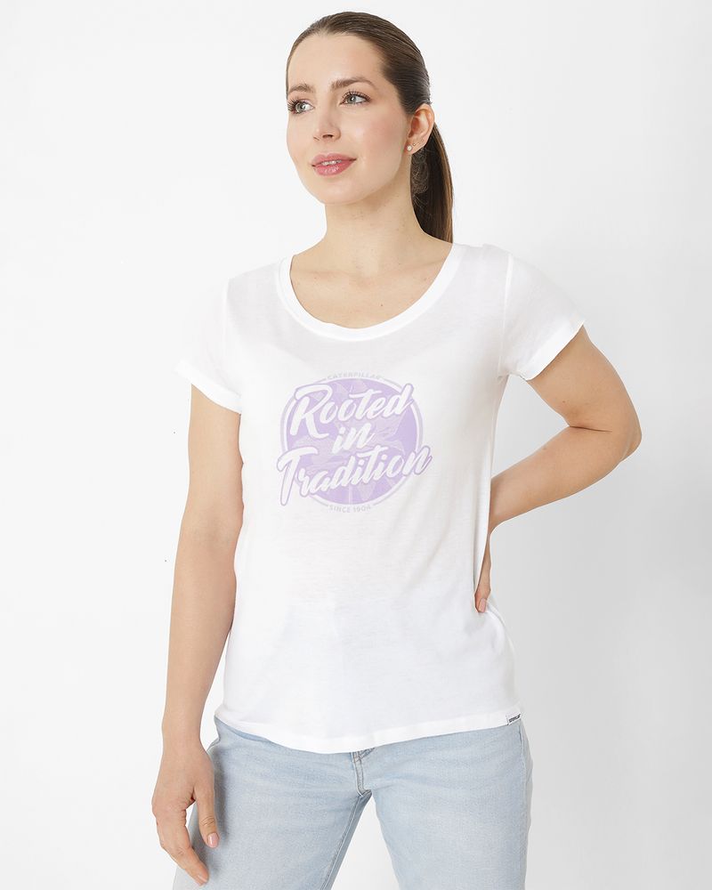 Polera-Manga-Corta-Casual-Mujer-ROOTED-IN-TRADITION-TEE-BLANCO-CAT