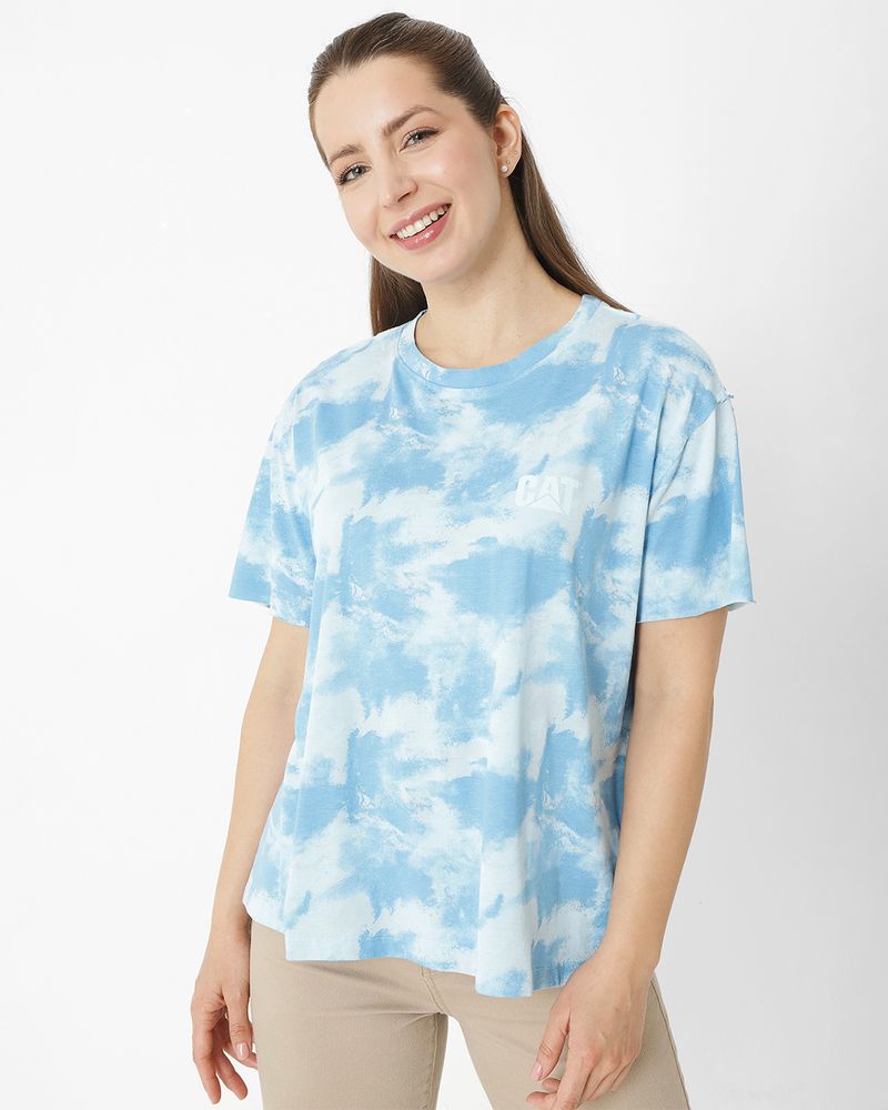 Polera-Manga-Corta-Casual-Mujer-W-EZ-TIE-DYE-TEE-AZUL-CAT