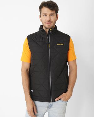 Chaqueta Sin Mangas Casual Hombre Mediumweight Insulated Triangle Quilted Vest Negro Cat