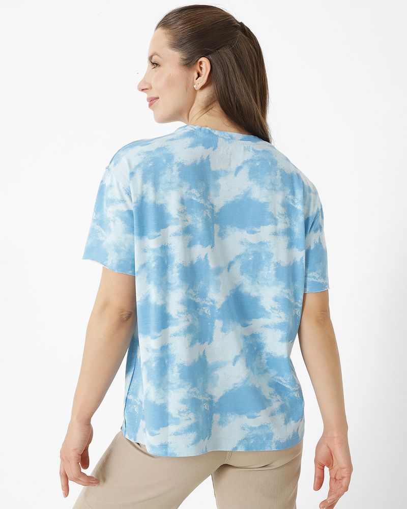 Polera-Manga-Corta-Casual-Mujer-W-EZ-TIE-DYE-TEE-AZUL-CAT