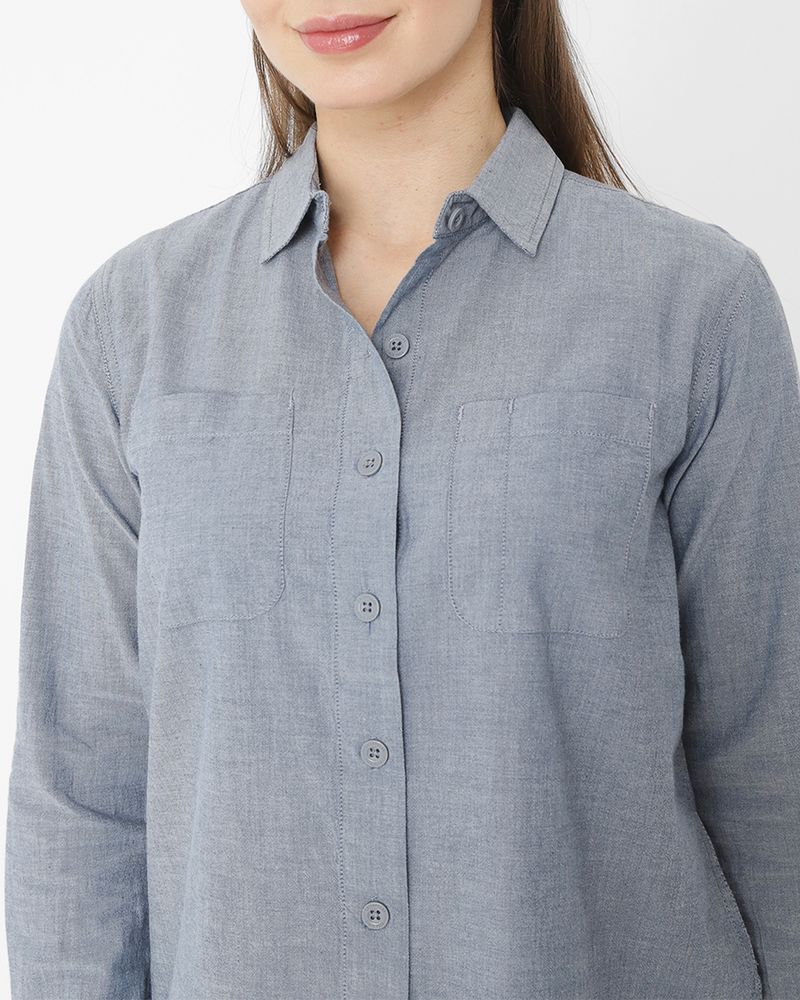 Blusa-Manga-Larga-Casual-Mujer-CHAMBRAY-RELAXED-L-S-SHIRT-0-CAT