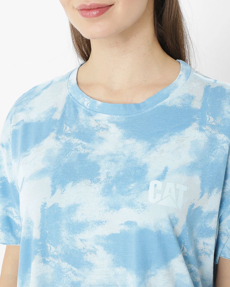 Polera-Manga-Corta-Casual-Mujer-W-EZ-TIE-DYE-TEE-AZUL-CAT