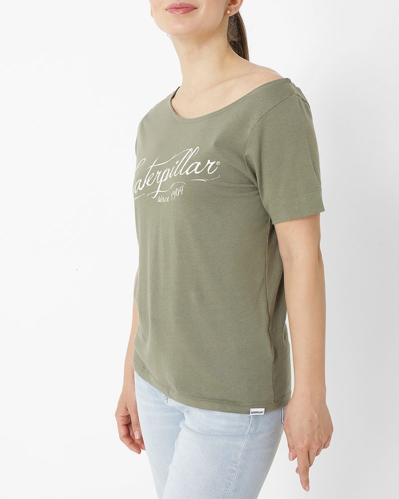 Polera-Manga-Corta-Casual-Mujer-W-OFF-THE-SHOULDER-TEE-VERDE-CAT