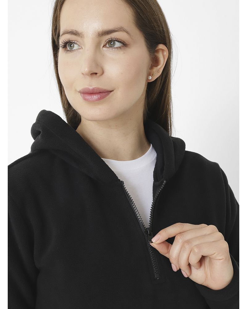 Polar-Casual-Mujer-W-QUARTER-ZIP-POLAR-FLEECE-NEGRO-CAT