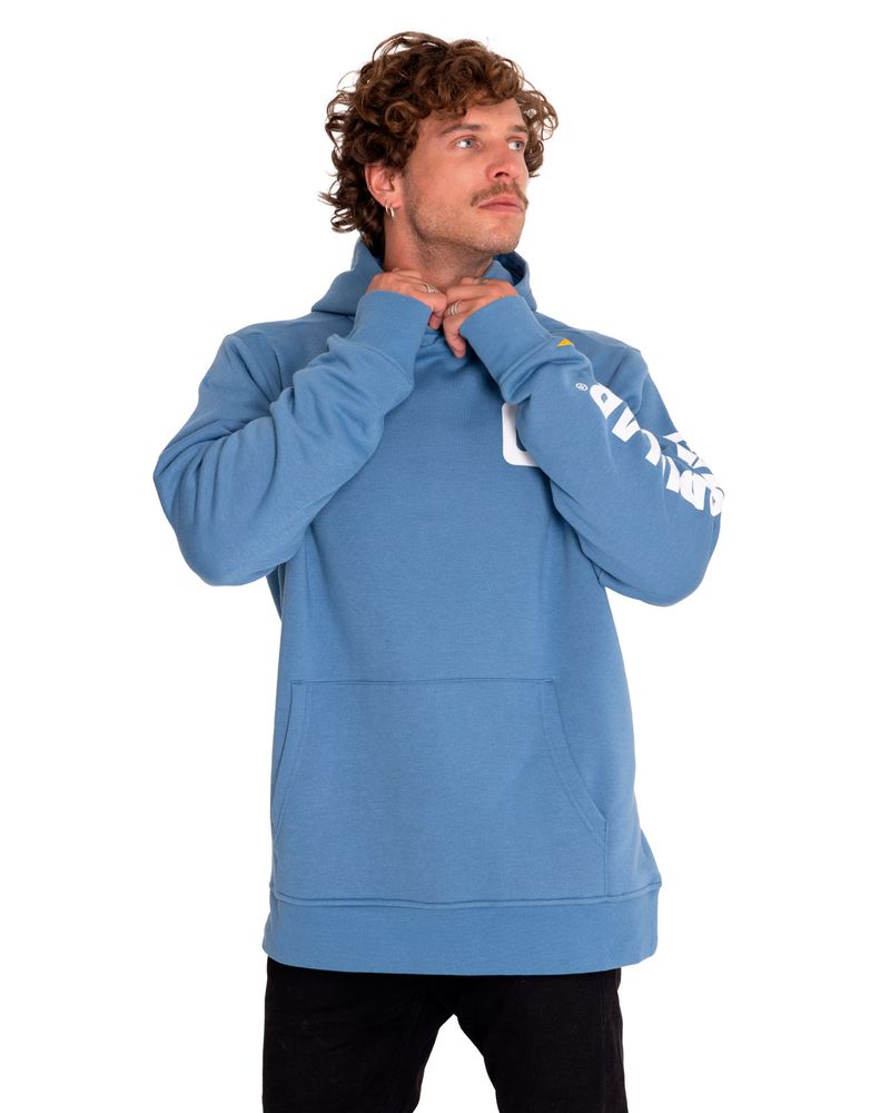 Poleron-Casual-Hombre-Fleece-Sleeve-Logo-Pullover-Hoodie-Azul-Cat