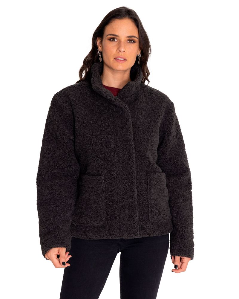 Polar-Casual-Mujer-Insulated-Full-Zip-Teddy-Jacket-Negro-Cat