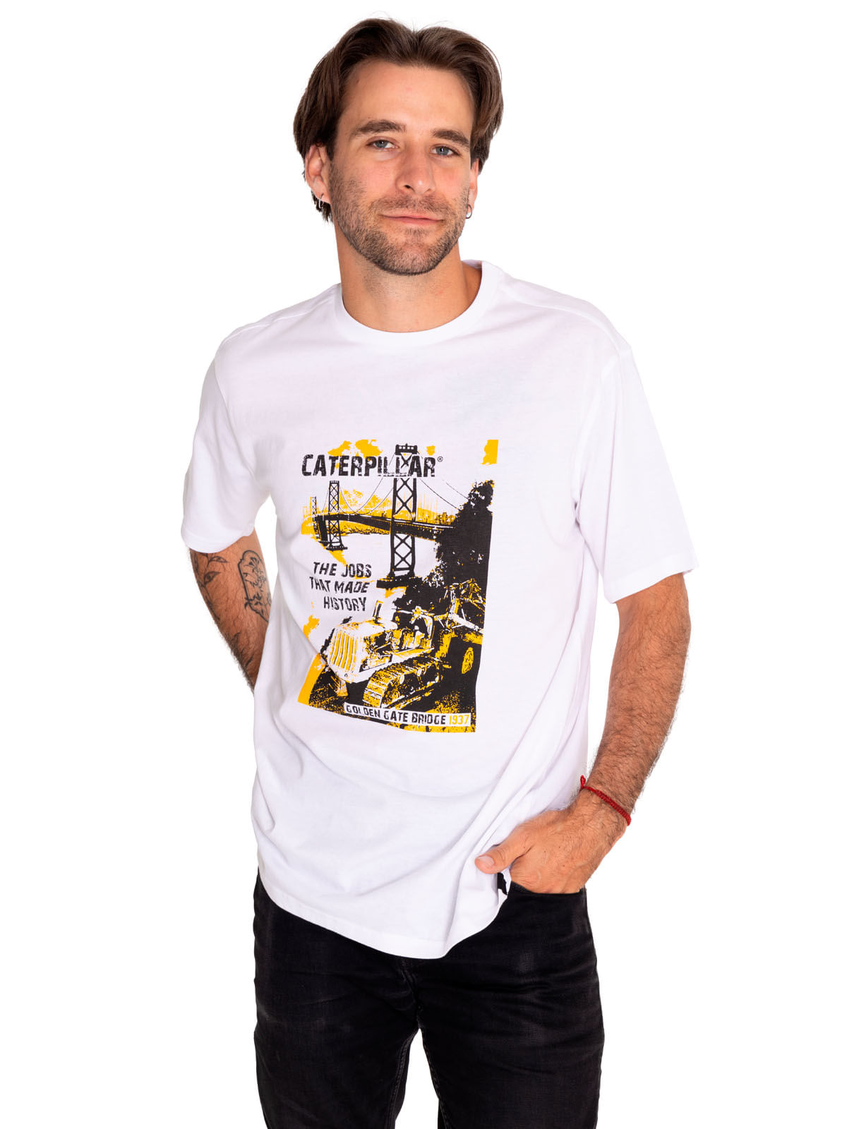 Polera Manga Corta Casual Hombre Historic Tradition Graphic Tee 1 Blanco Cat