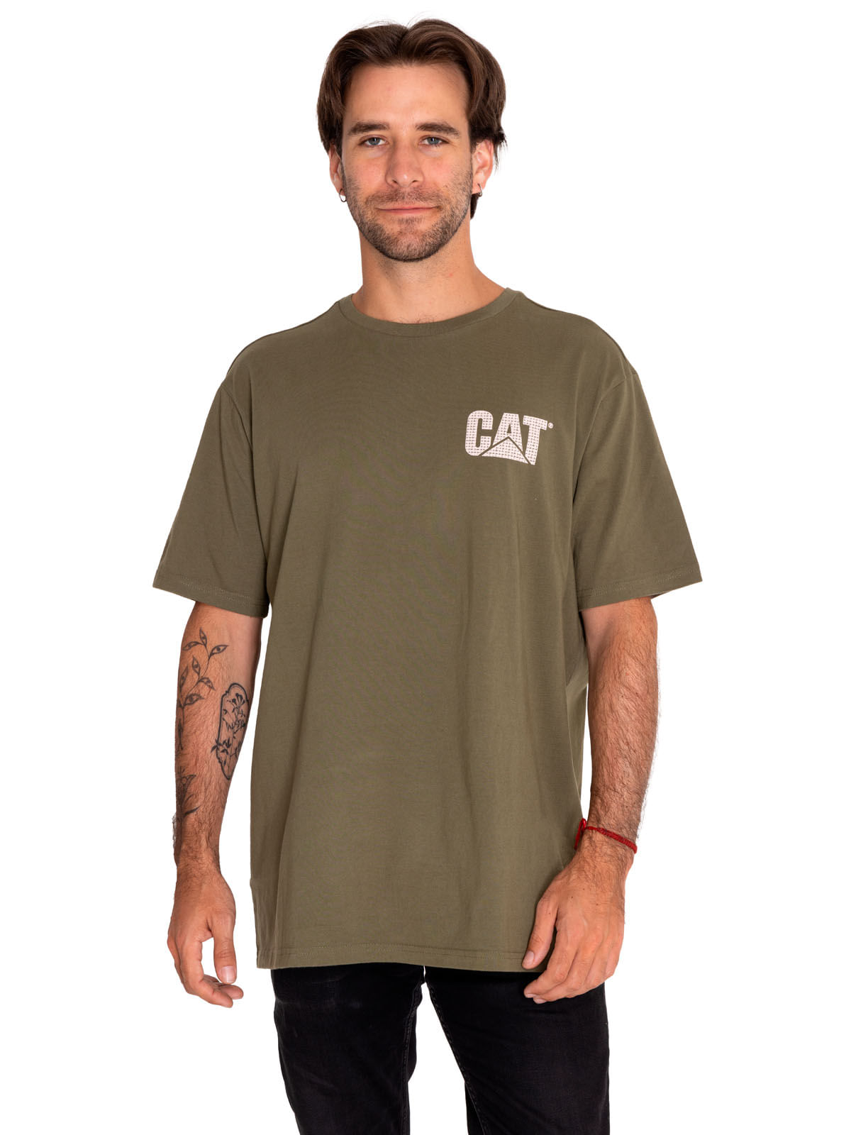 Polera Manga Corta Casual Unisex Heritage Uniform Heavyweight Embroidered Tee Verde Cat