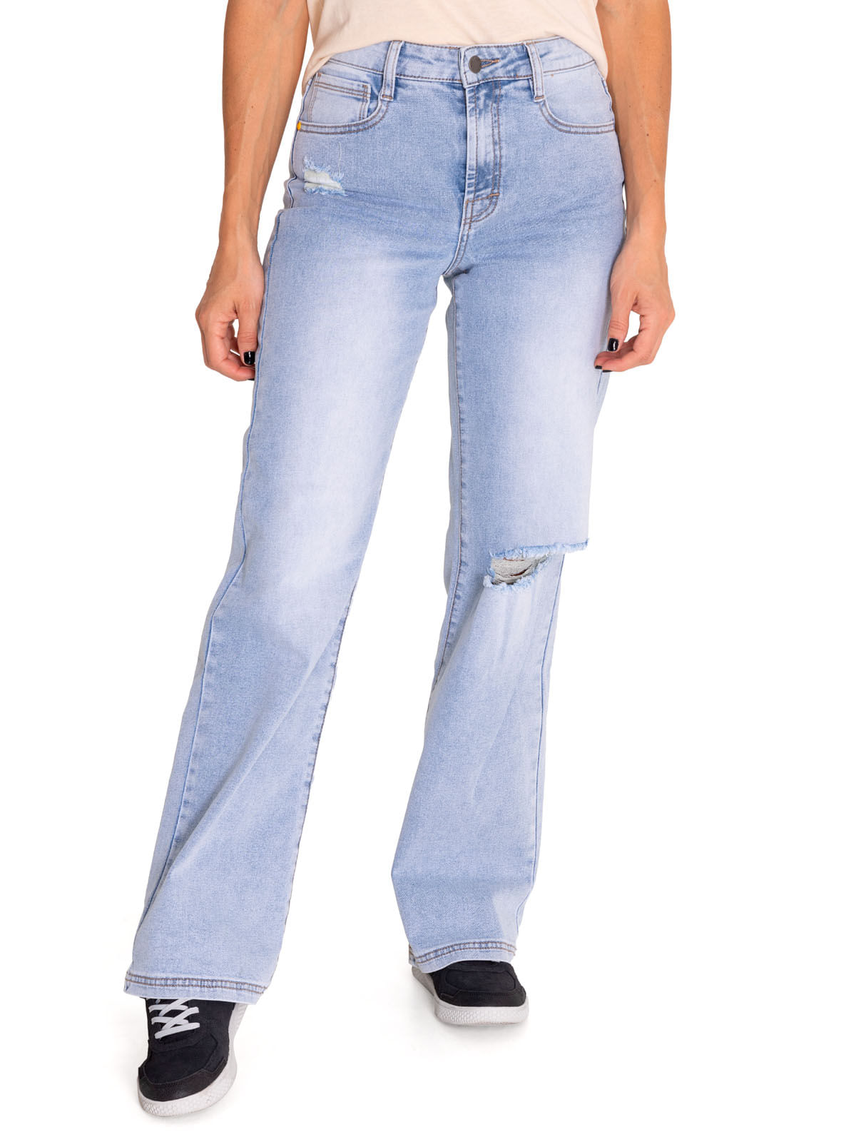 Jeans Denim Mujer Triblend Stretch Denim Wide Leg Gris Cat