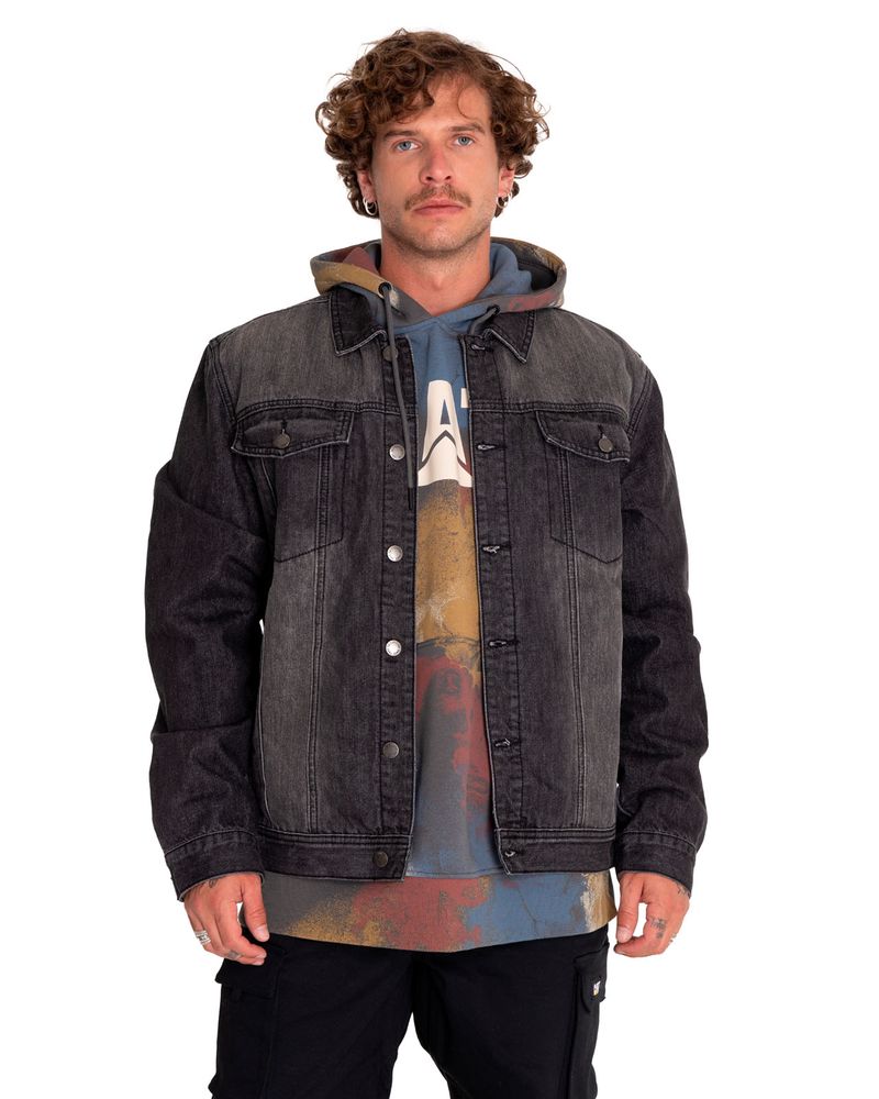 Chaqueta-Casual-Hombre-Flannel-Lined-Denim-Jacket-Gris-Cat