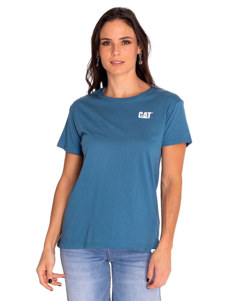 Polera-Manga-Corta-Casual-Mujer-Cat-Logo-Tee-Azul-Cat