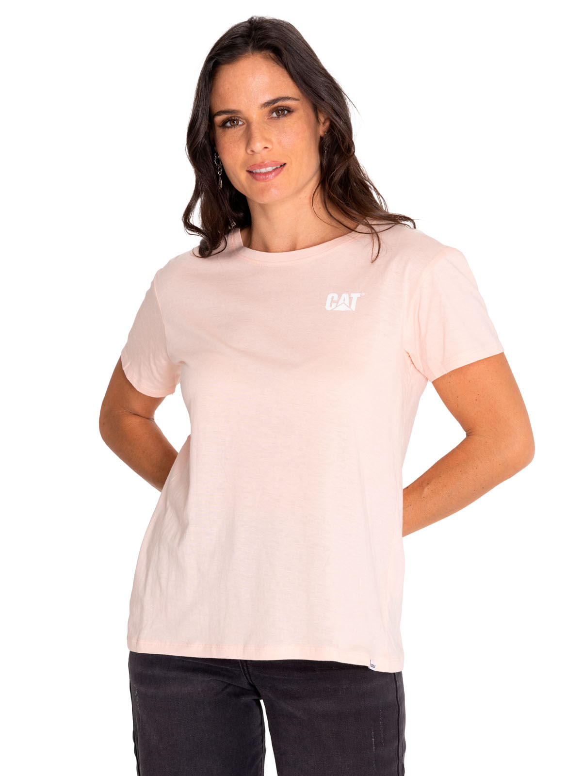 Polera Manga Corta Casual Mujer Cat Logo Tee Rosado Cat