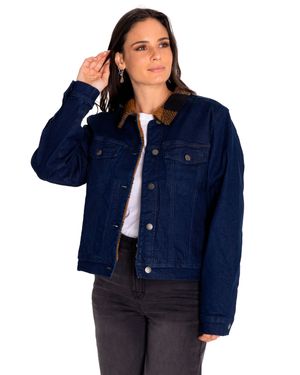 Chaqueta Denim Mujer Denim Plaid-Lined Jacket Azul Cat