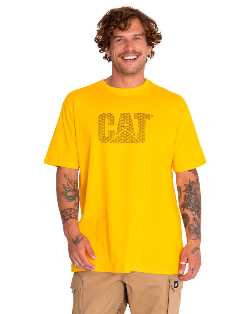 Polera-Manga-Corta-Casual-Unisex-Original-Fit-Logo-Tee-Amarillo-Cat