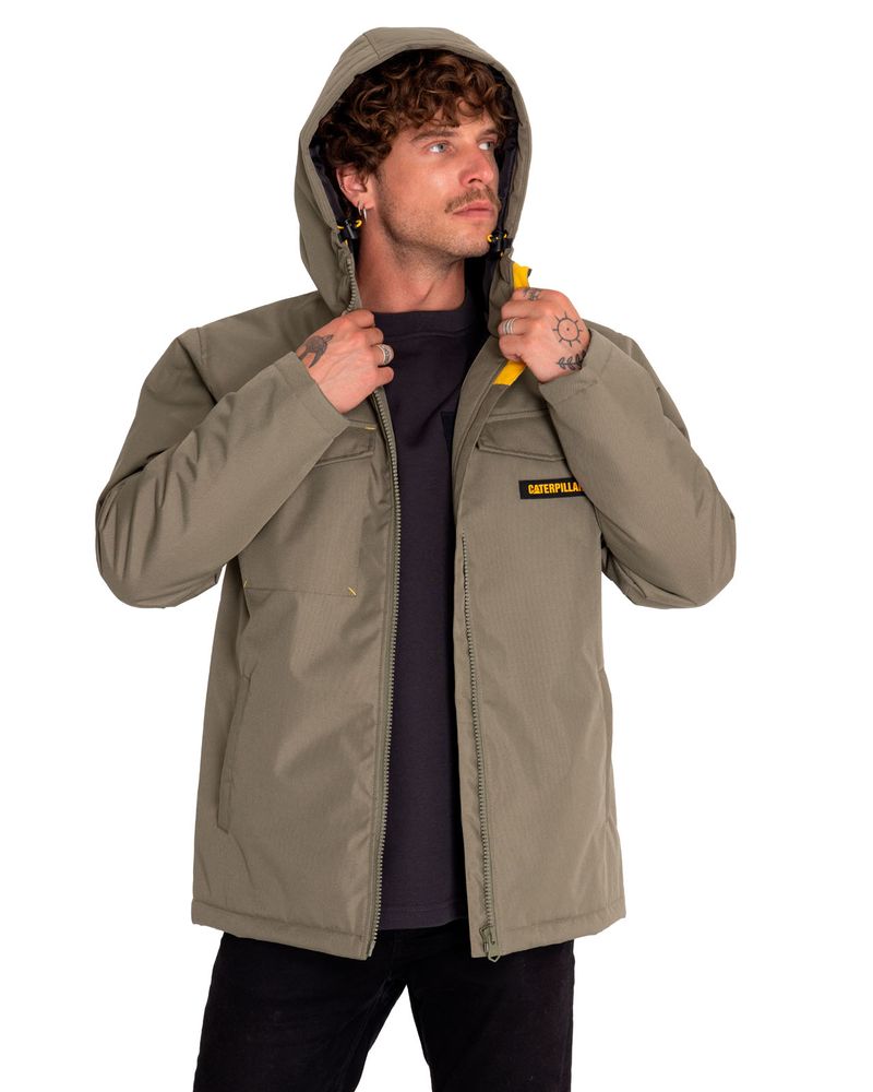 Chaqueta-Casual-Hombre-Heavyweight-Insulated-Hooded-Work-Jacket-Verde-Cat