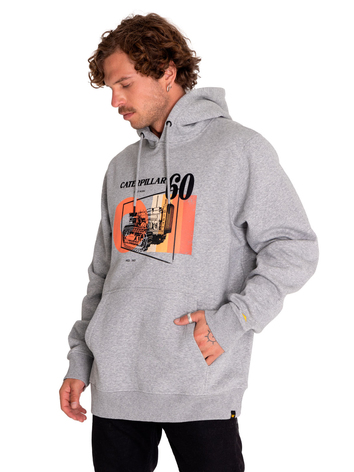 Poleron Casual Hombre Graphic Pullover Hoodie Gris Cat