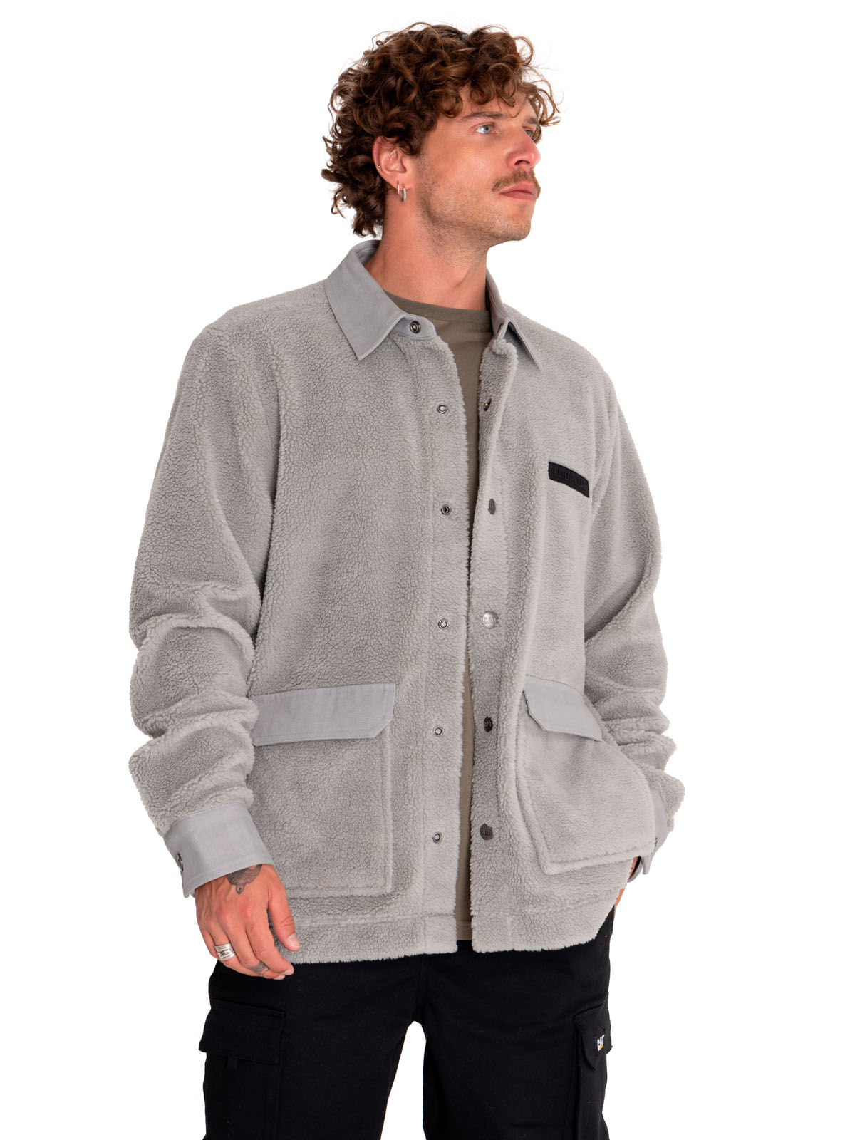 Polar Casual Hombre Sherpa Jacket Gris Cat