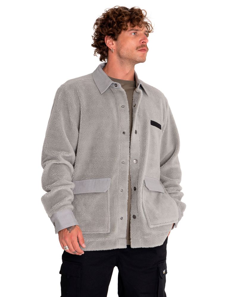 Polar-Casual-Hombre-Sherpa-Jacket-Gris-Cat