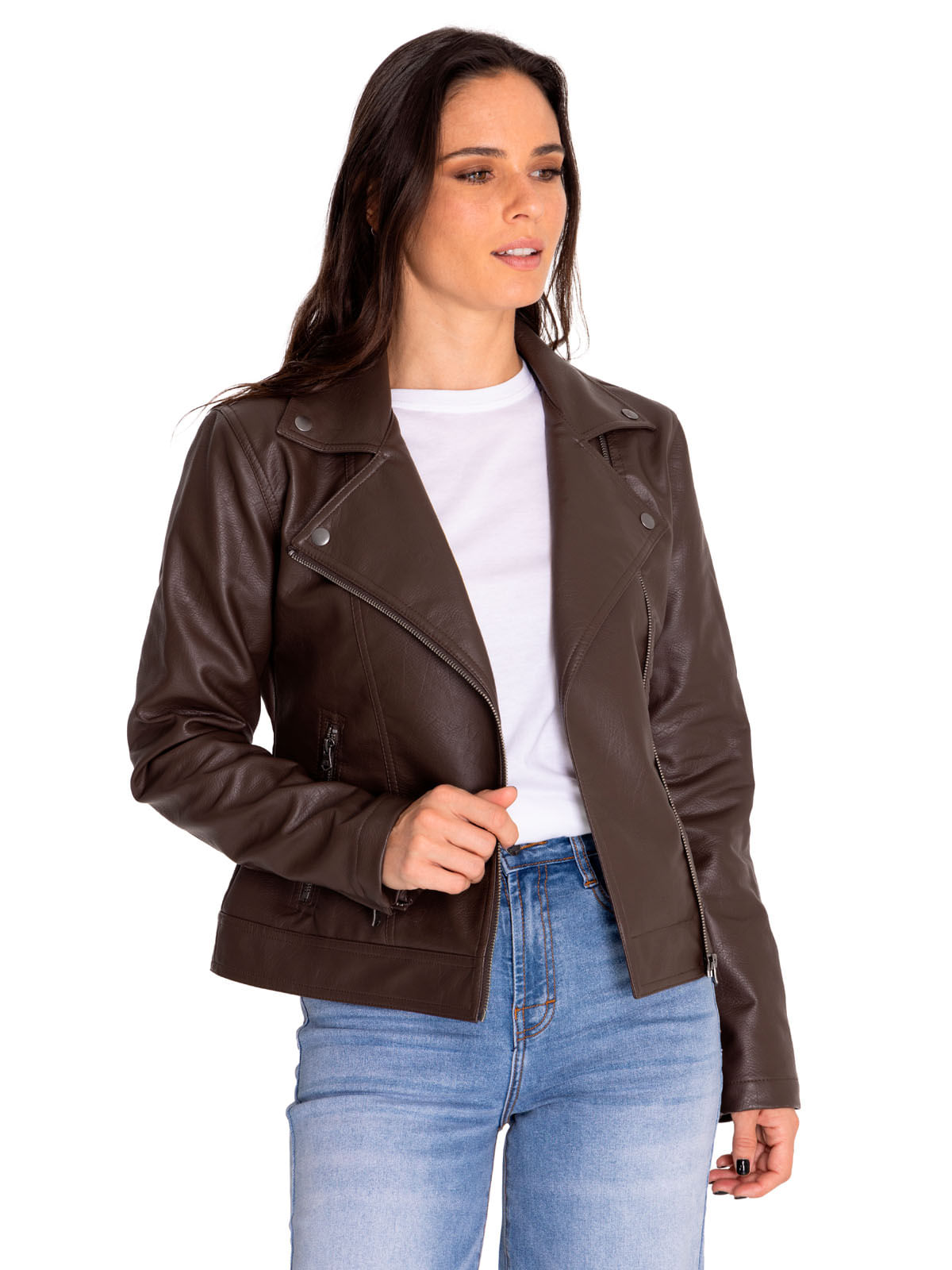 Chaqueta Cuero Mujer W Foundation Faux Leather Jacket Café Cat