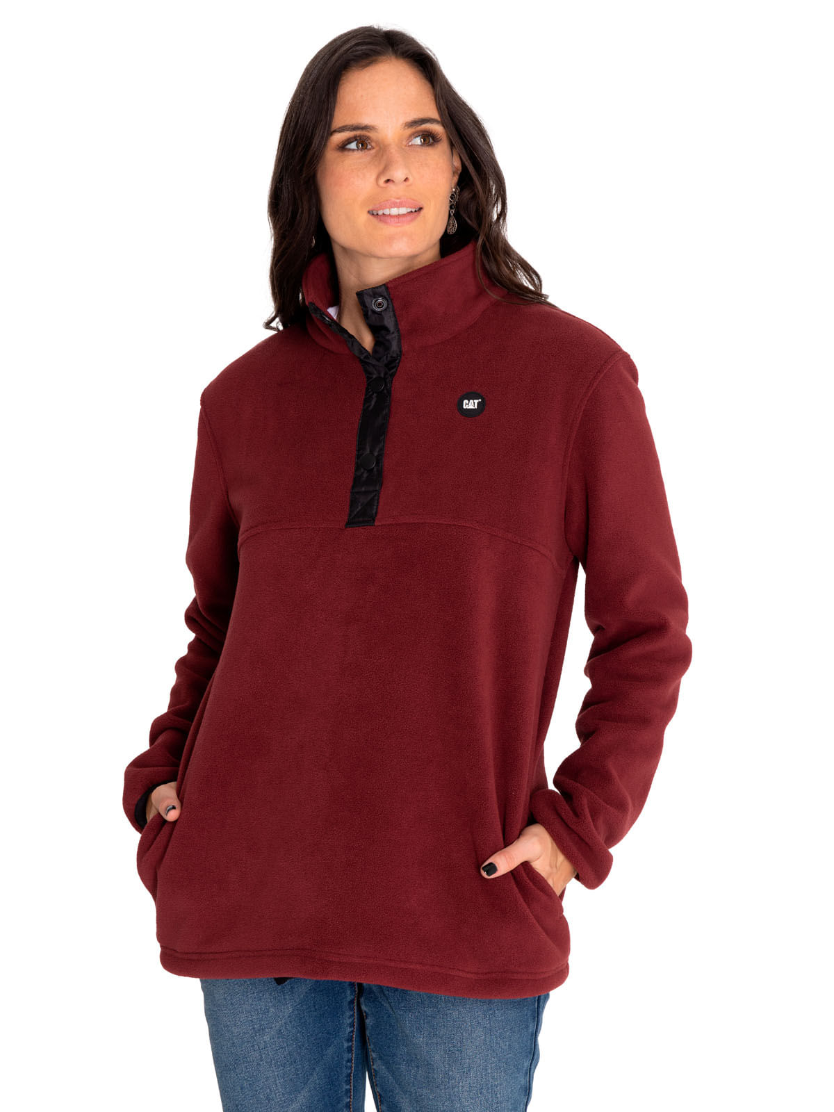 Polar Casual Mujer W Polar Fleece Half Snap Jacket Rojo Cat