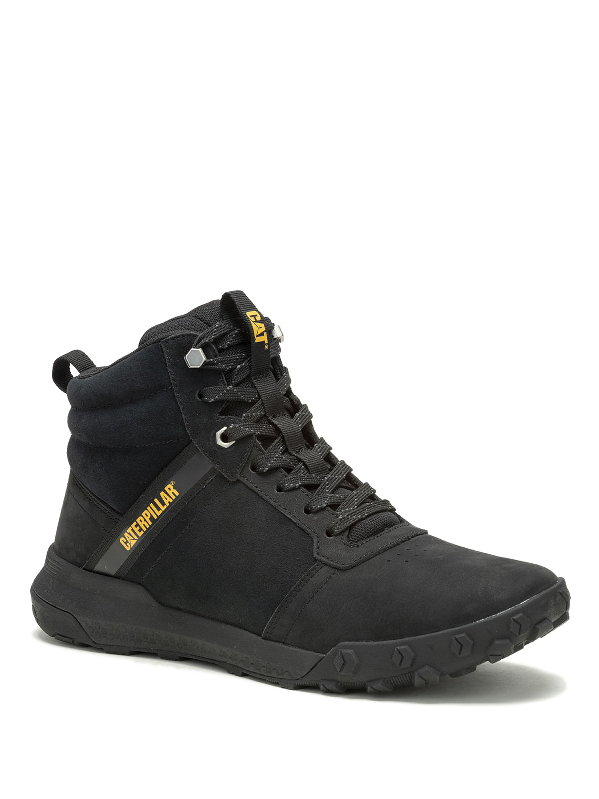 Zapatilla Con Caña Cuero Hombre Hex Ready Mid Negro Cat