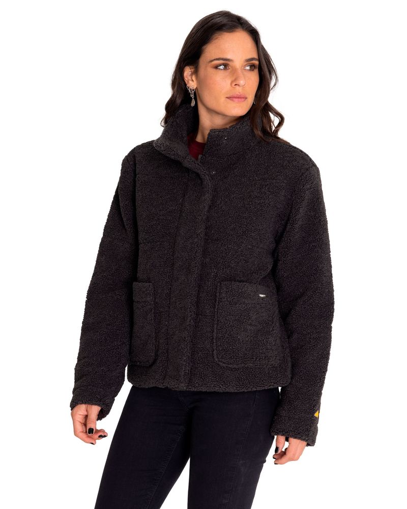 Polar-Casual-Mujer-Insulated-Full-Zip-Teddy-Jacket-Negro-Cat