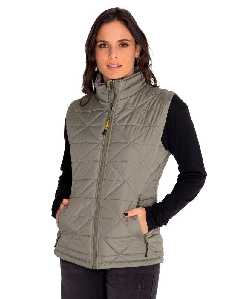 Chaqueta-Sin-Manga-Casual-Mujer-W-Mediumweight-Insulated-Triangle-Quilted-Vest-Verde-Cat