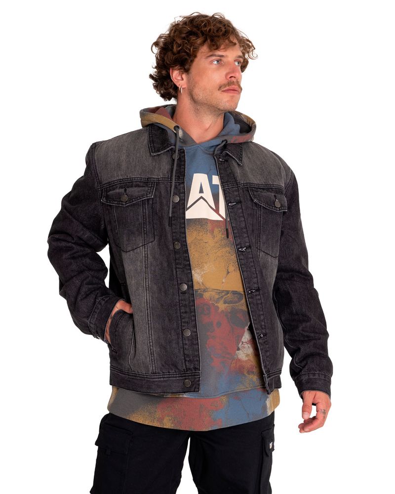 Chaqueta-Casual-Hombre-Flannel-Lined-Denim-Jacket-Gris-Cat