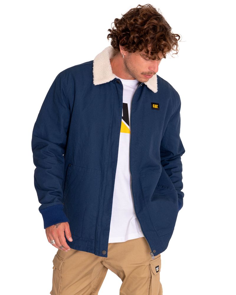 Chaqueta-Casual-Hombre-Sherpa-Lined-Chore-Jacket-Azul-Cat