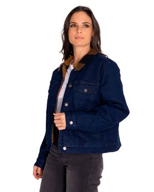 Chaqueta Denim Mujer Denim Plaid-Lined Jacket Azul Cat