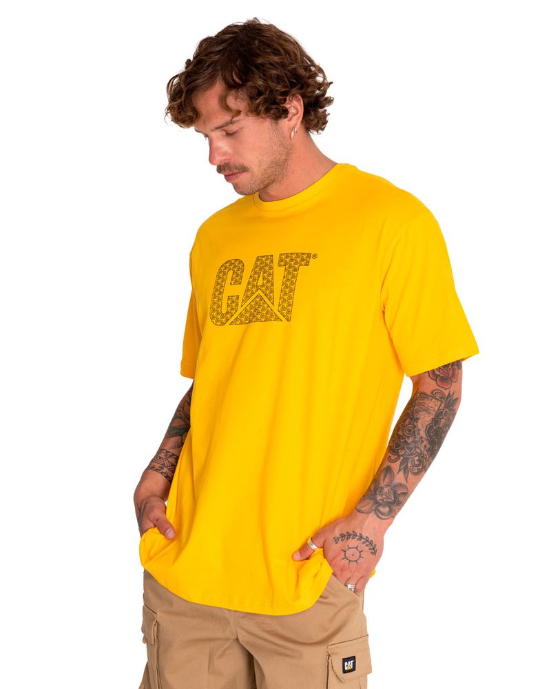 Polera-Manga-Corta-Casual-Unisex-Original-Fit-Logo-Tee-Amarillo-Cat