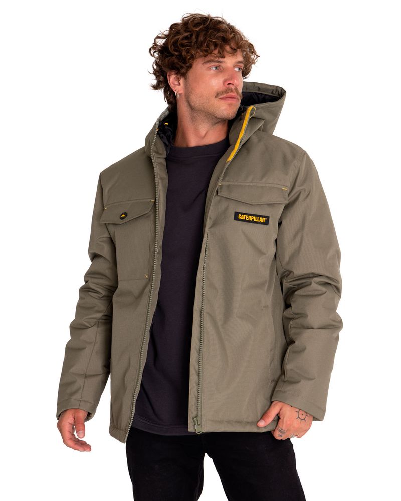 Chaqueta-Casual-Hombre-Heavyweight-Insulated-Hooded-Work-Jacket-Verde-Cat